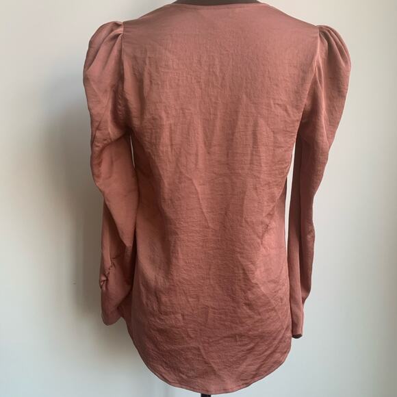 ⭐️ Express Ruffle Ruched Sleeve V Neck Top Blouse Long Sleeve SP Small Petite - Picture 9 of 11